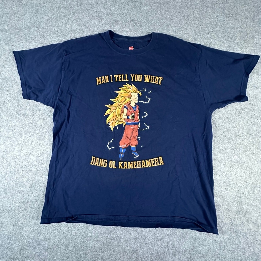 Hanes King of the Hill Dragon Ball Z Shirt XL Navy Blue Mens Shirt Kamehameha